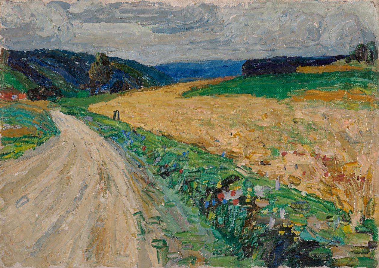Kallmünz - Estudo da natureza da diligência amarela de Wassily Kandinsky