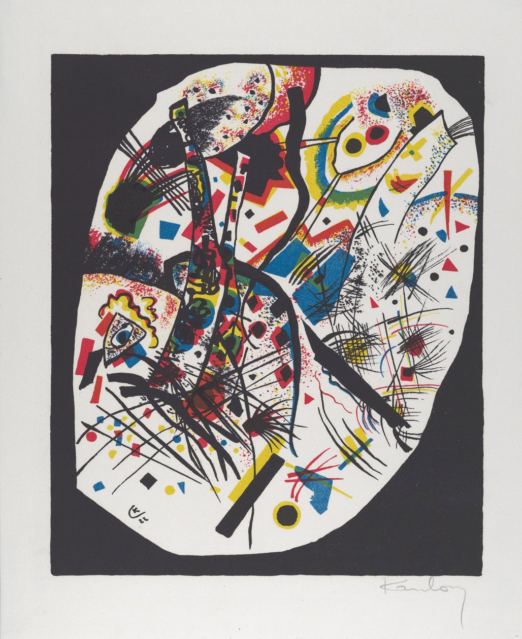 Kleine Welten III (Pequenos Mundos III), 1922 (litografia em vermelho, azul, amarelo e preto) de Wassily Kandinsky