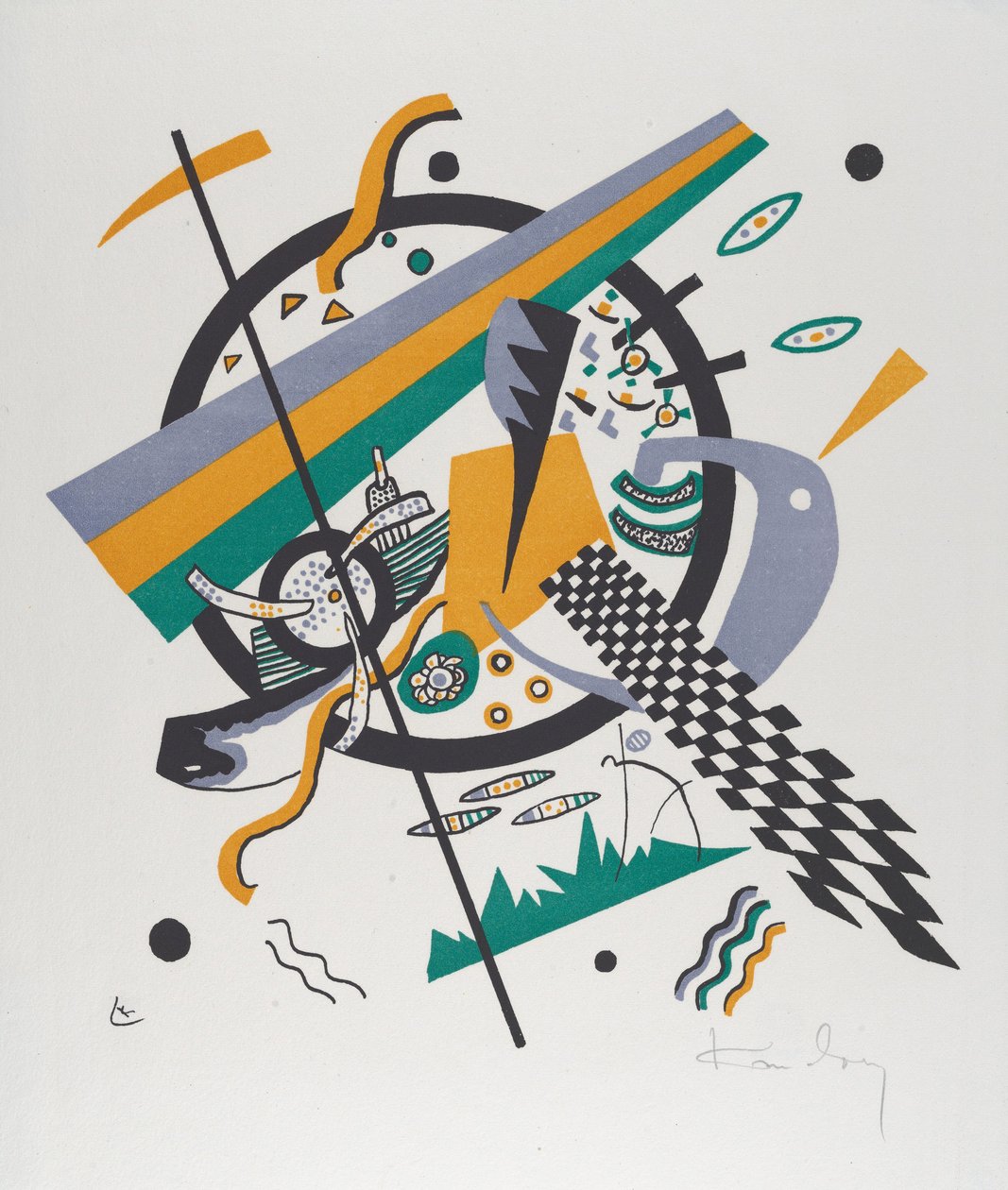 Kleine Welten IV (Small Worlds IV), 1922 (litografia impressa em verde e laranja) de Wassily Kandinsky