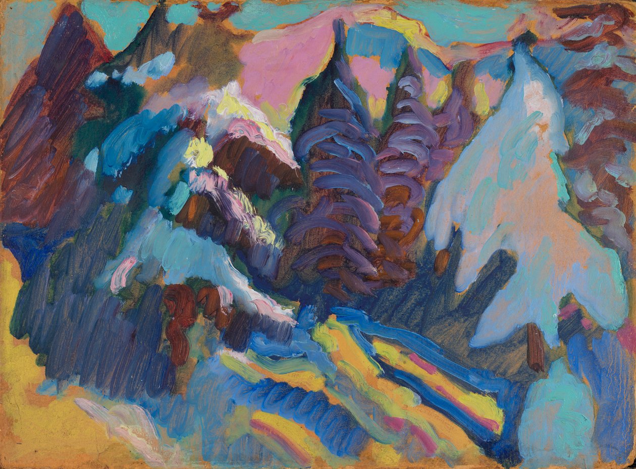 Kochel - Árvores cobertas de neve de Wassily Kandinsky