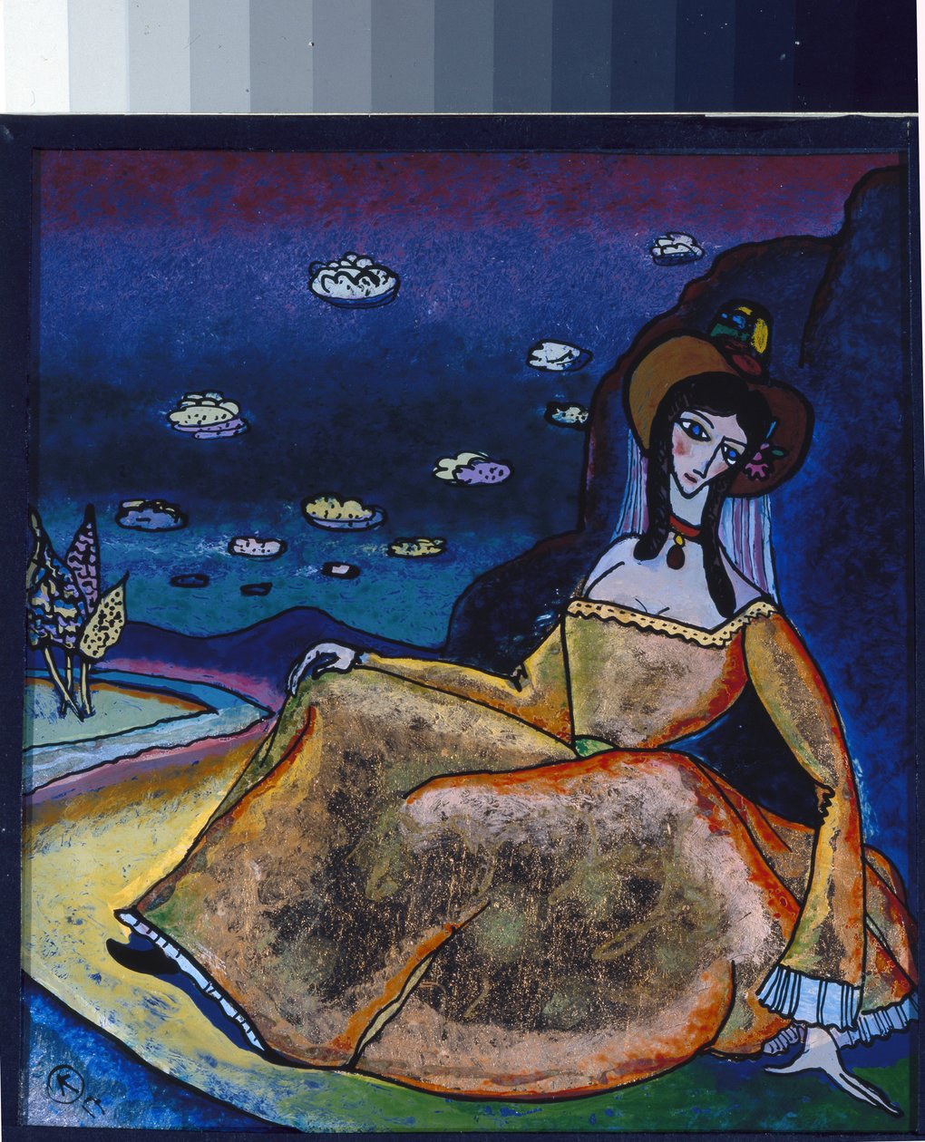 Pintura "The Lady in Her Golden Dress" de Vassily Kandinsky (ou Wassily Kandinski ou Kandinskij de Wassily Kandinsky