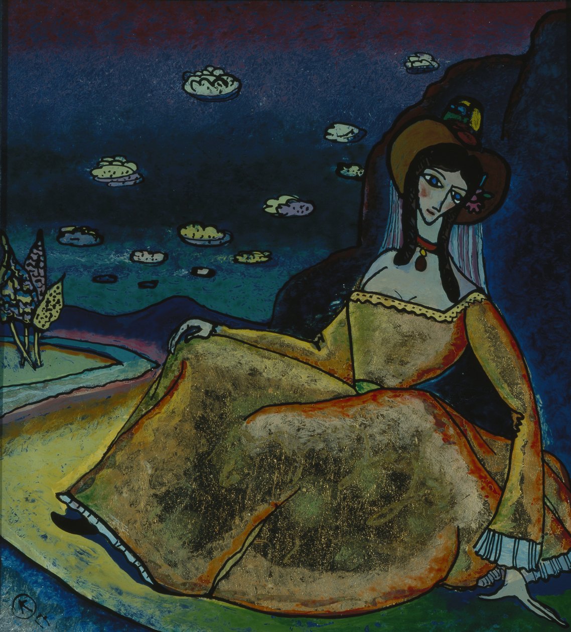 Senhora de vestido de ouro, 1917 de Wassily Kandinsky