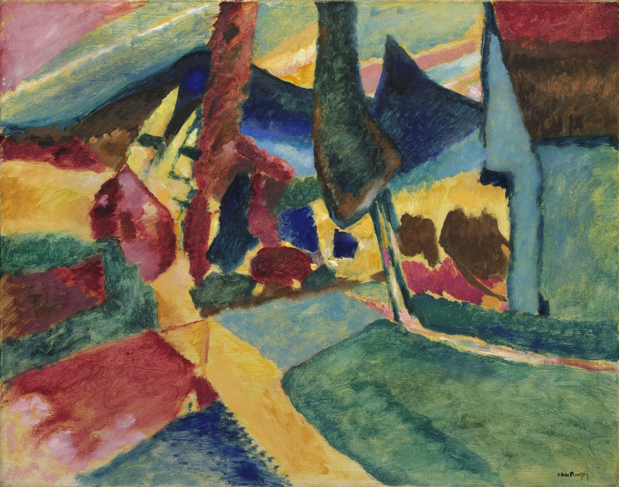 Paisagem com dois choupos, 1912 de Wassily Kandinsky