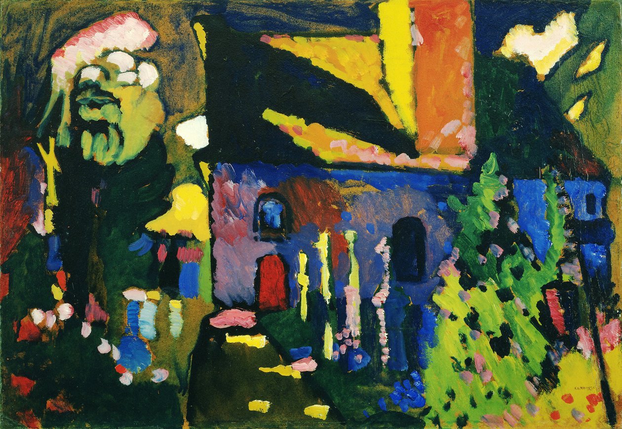 "A Igreja de Murnau" Pintura de Vassily Kandinsky (ou Wassily Kandinski ou Kandinskij de Wassily Kandinsky