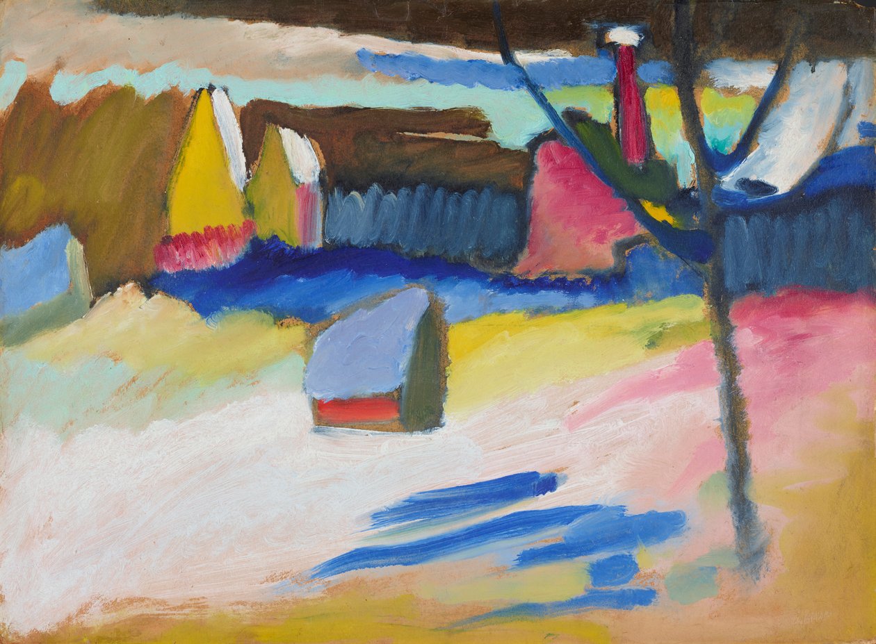 Murnau - Paisagem com árvore despida de Wassily Kandinsky