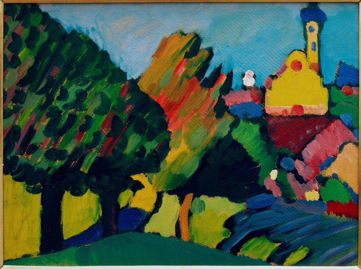 Murnau - paisagem de outono com igreja de Wassily Kandinsky