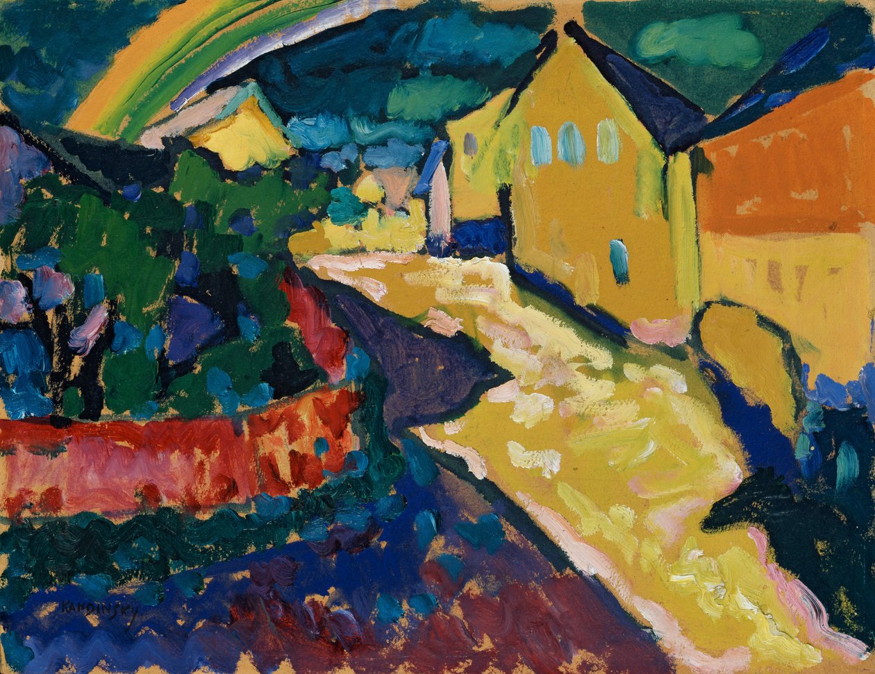 Murnau - Paisagem com arco-íris de Wassily Kandinsky
