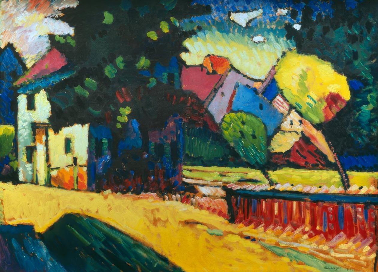 Murnau - paisagem com casa verde de Wassily Kandinsky