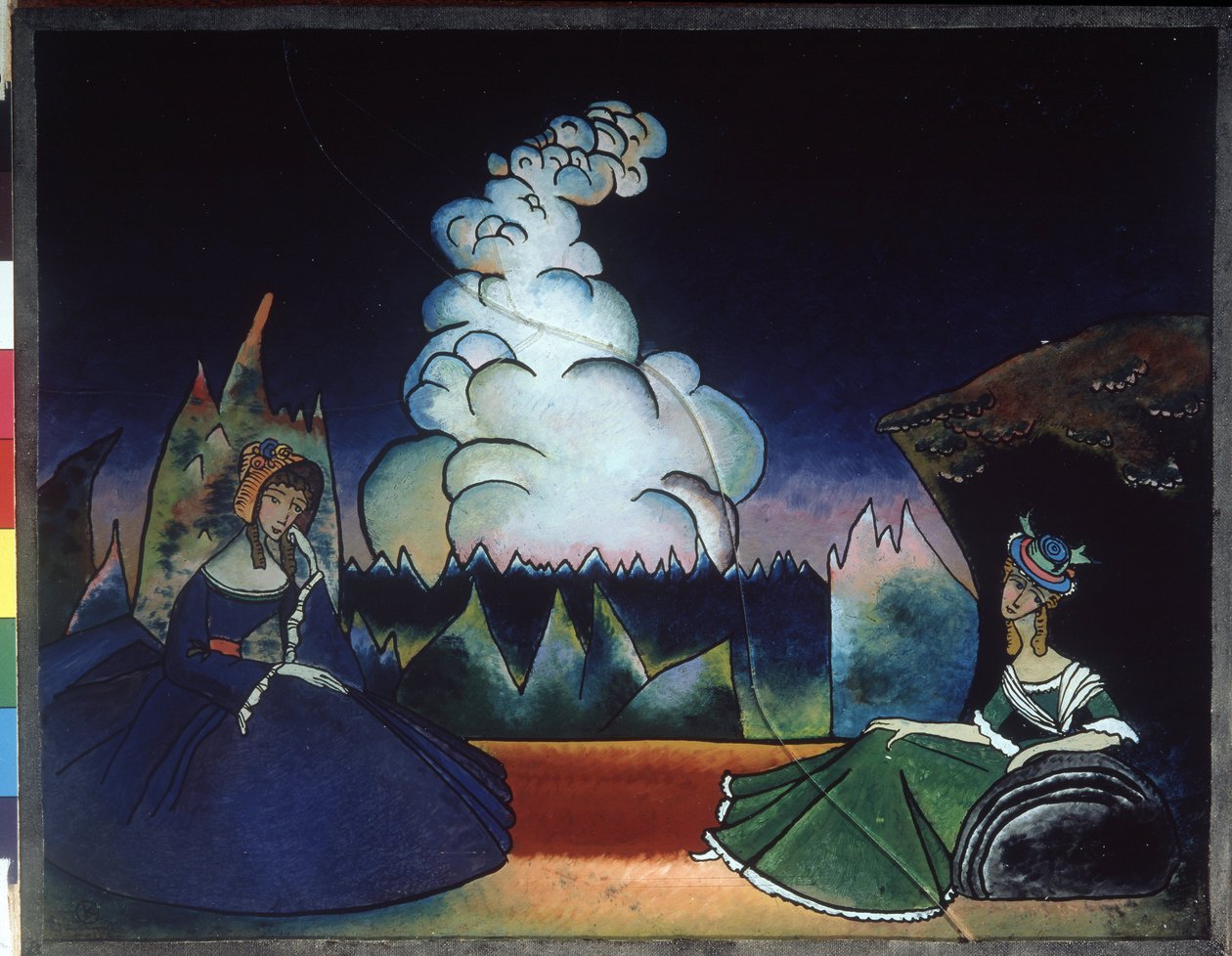"Nuage blanc" (nuvem branca) Pintura em vidro por Vassily Kandinsky (ou Wassily Kandinski ou Kandinskij) de Wassily Kandinsky