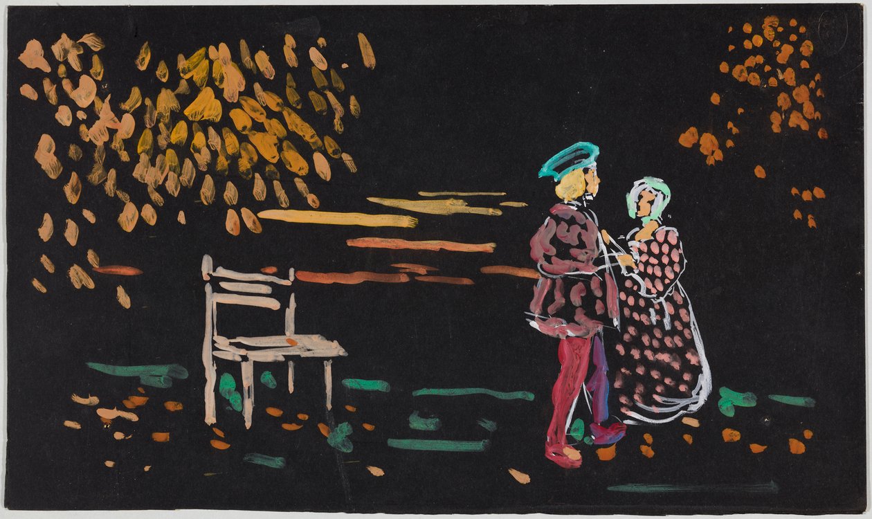 Casal sob árvores outonais de Wassily Kandinsky