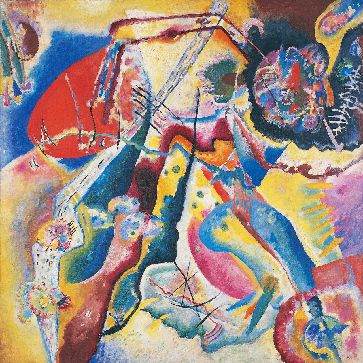 Pintura com mancha vermelha de Wassily Kandinsky