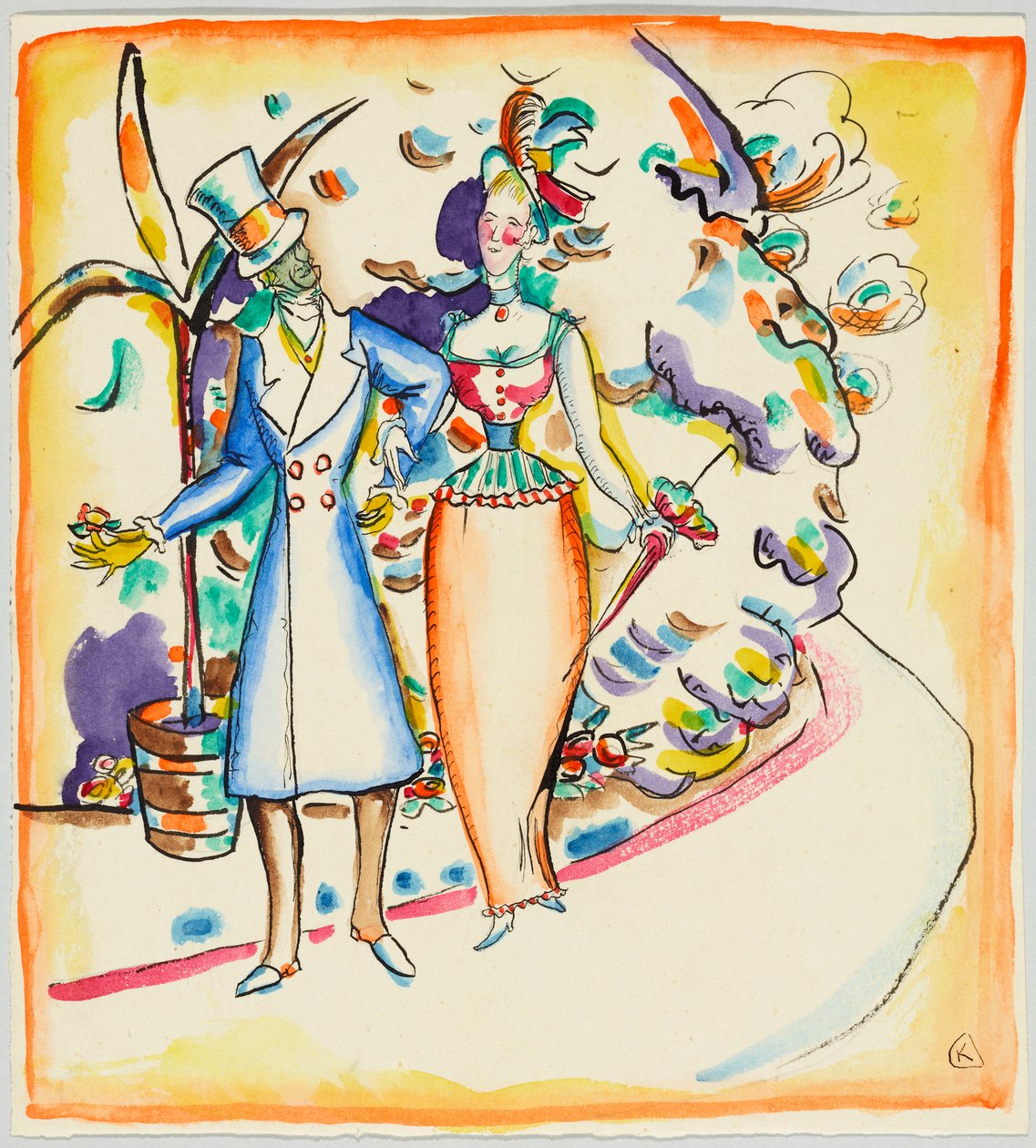 Casal a passear no jardim de Wassily Kandinsky