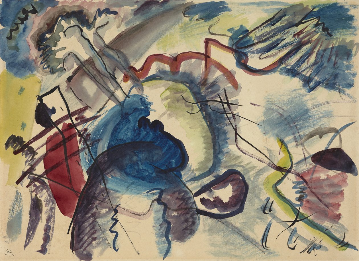 Esboço para pintura com borda branca Rascunho para uma foto com borda branca, 1913 de Wassily Kandinsky