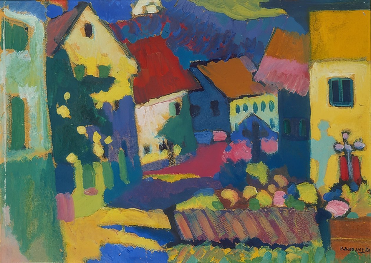Rua em Murnau. Por volta de 1909-14 de Wassily Kandinsky