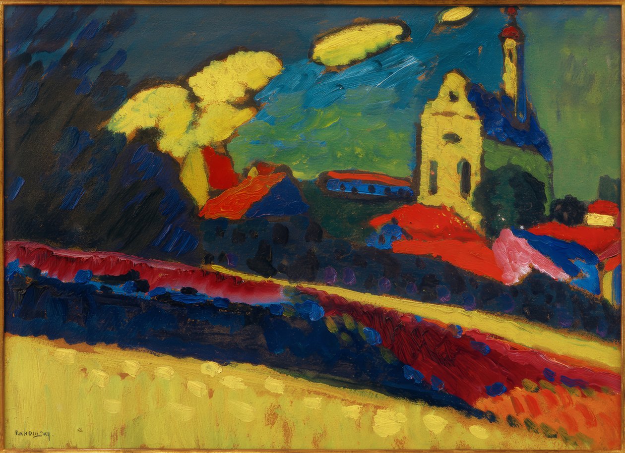 Estudo de Murnau - Paisagem com Igreja I de Wassily Kandinsky