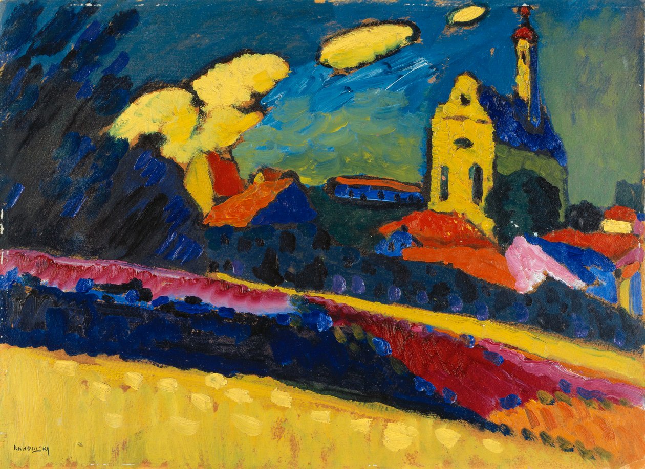 Estudo para Murnau - Paisagem com Igreja, 1909. de Wassily Kandinsky
