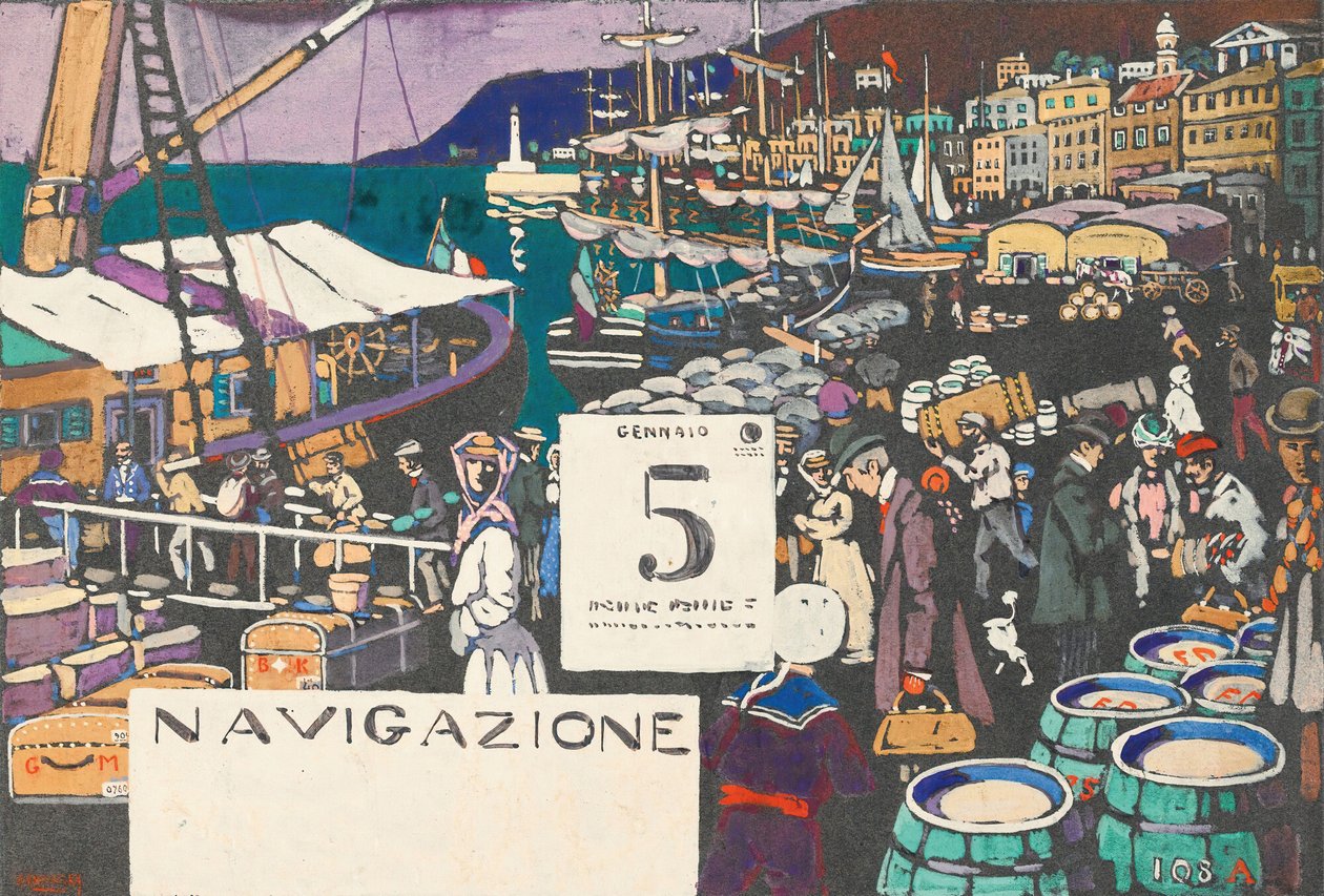 Estudo para um cartaz de navio, 1906. de Wassily Kandinsky