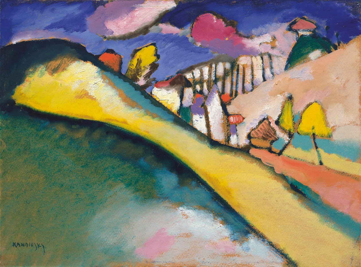 Estudo para paisagem (Dünaberg) de Wassily Kandinsky