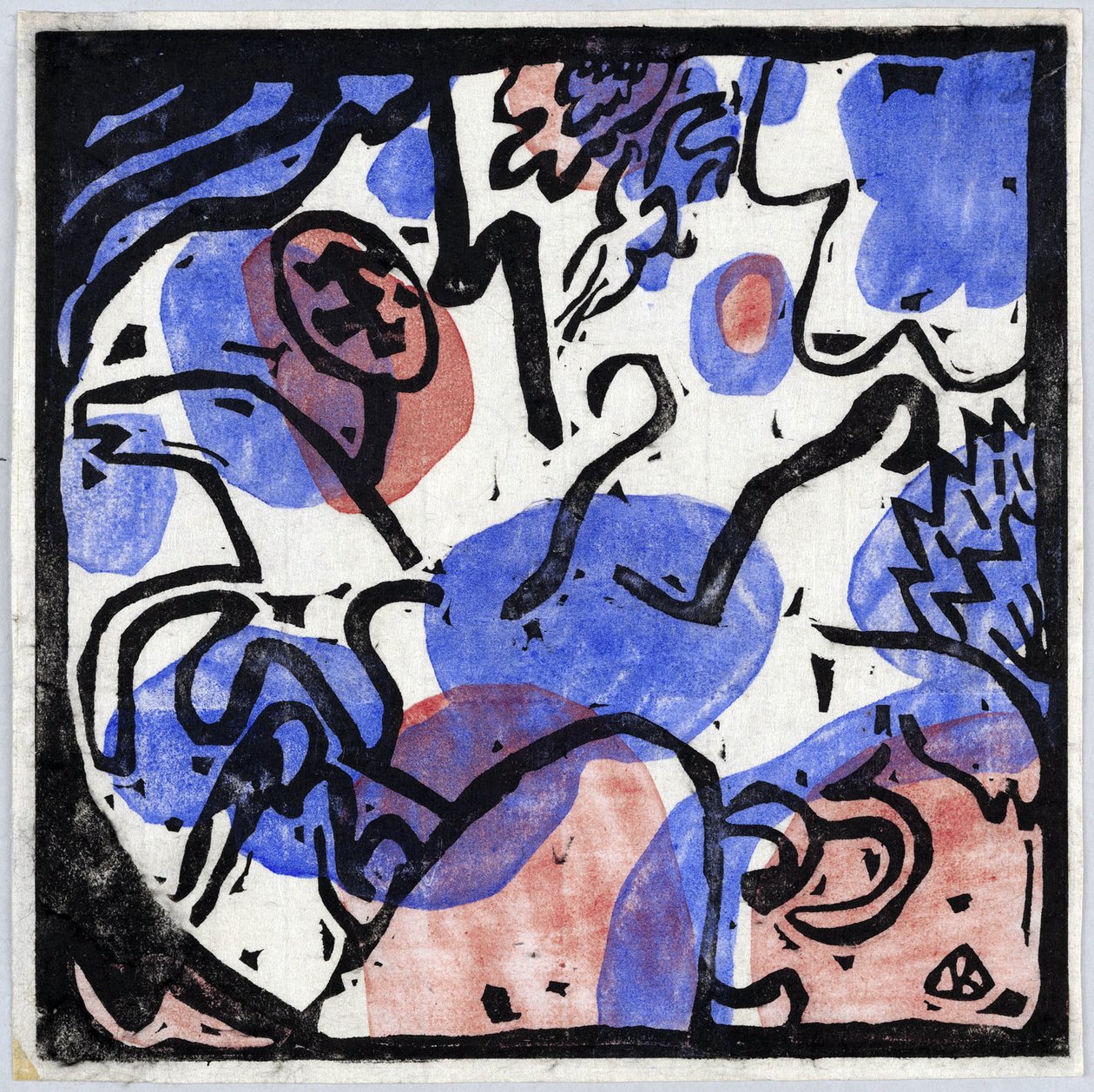""Três cavaleiros em vermelho, azul e preto"" Pintura de Wassily Kandinsky (ou Wassily Kandinski ou Kandinskij de Wassily Kandinsky
