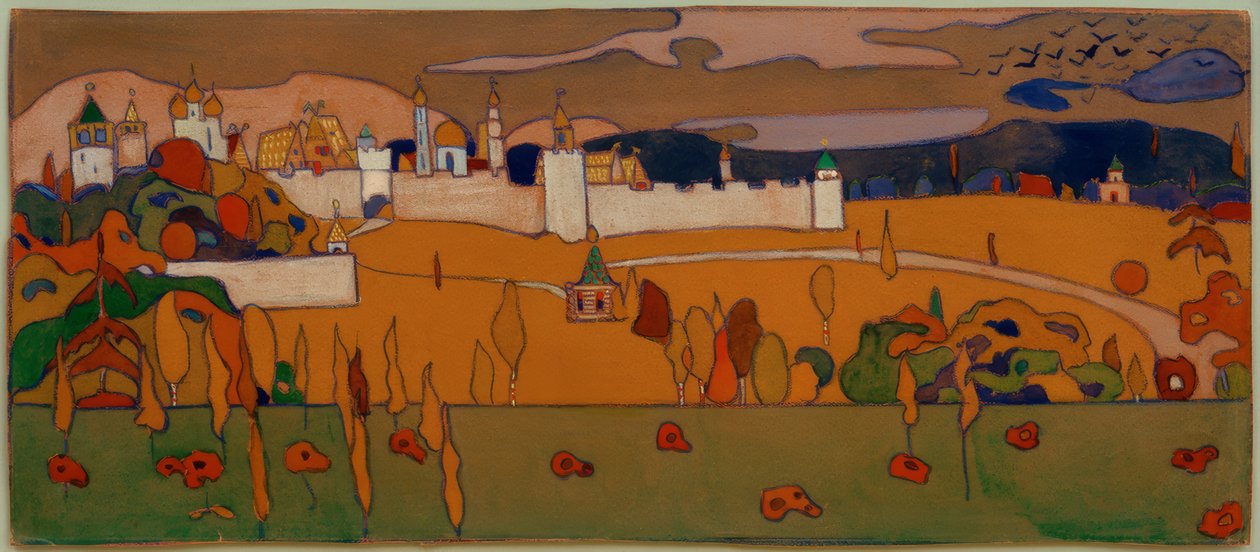 Cidade murada na paisagem de outono de Wassily Kandinsky