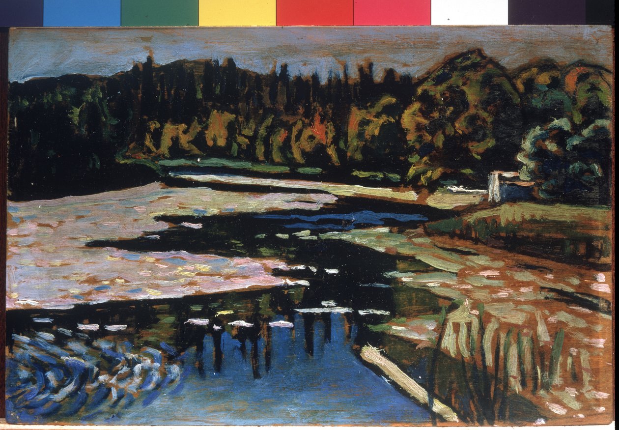 "Um rio no outono" Pintura de Vassily Kandinsky (ou Wassily Kandinski ou Kandinskij de Wassily Kandinsky