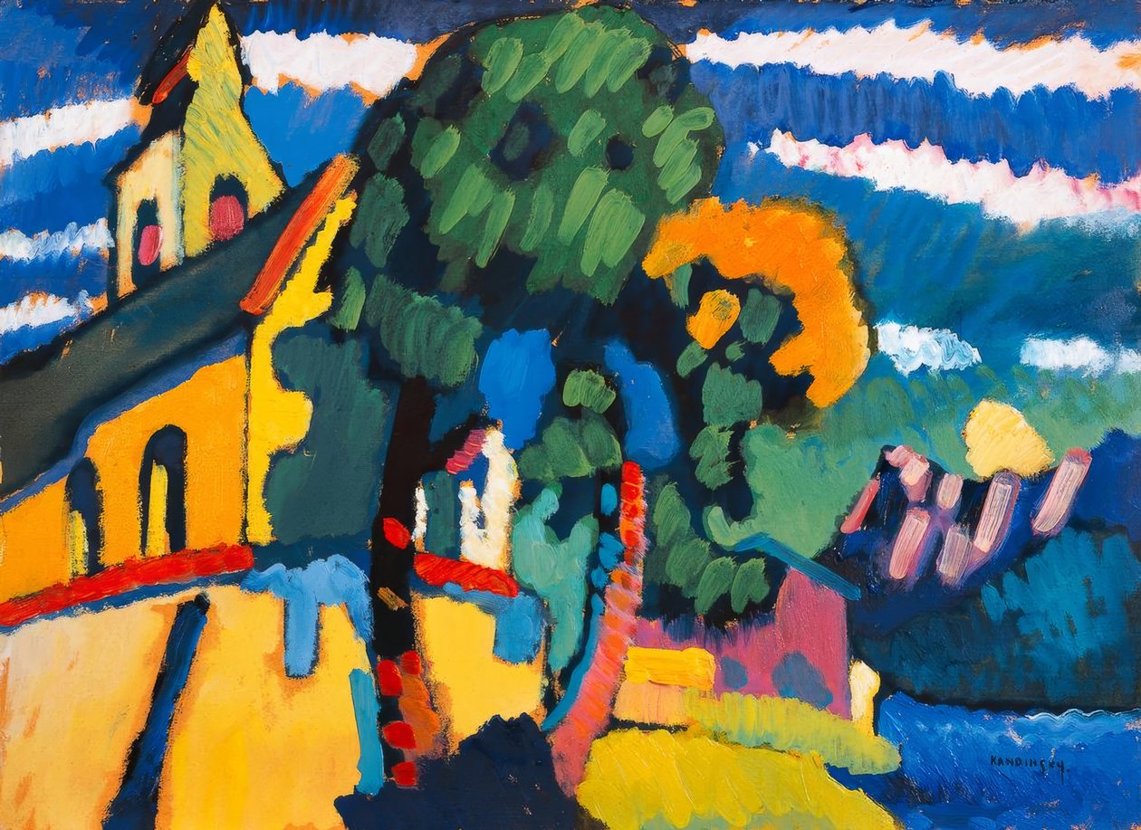 Igreja da vila em Riegsee de Wassily Kandinsky