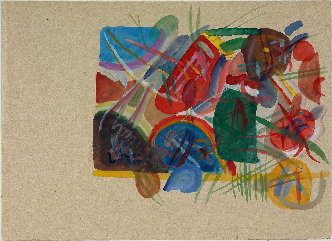 Aquarela Com floresta e arco-íris, 1913. de Wassily Kandinsky