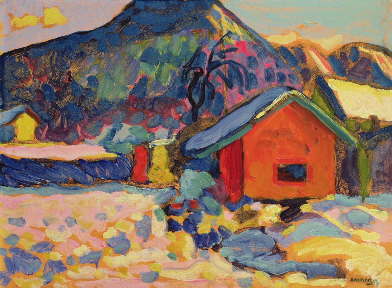 Estudo de Inverno com Montanha, 1908 de Wassily Kandinsky