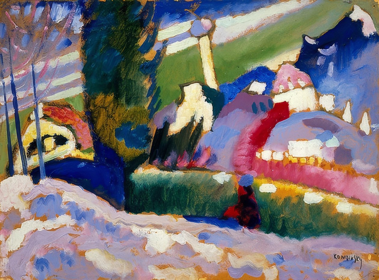 Paisagem de inverno com igreja. 1910-11 de Wassily Kandinsky