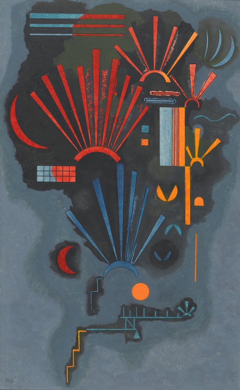 Zunehmen, 1933 (óleo, têmpera de ovo e tinta no papel) de Wassily Kandinsky