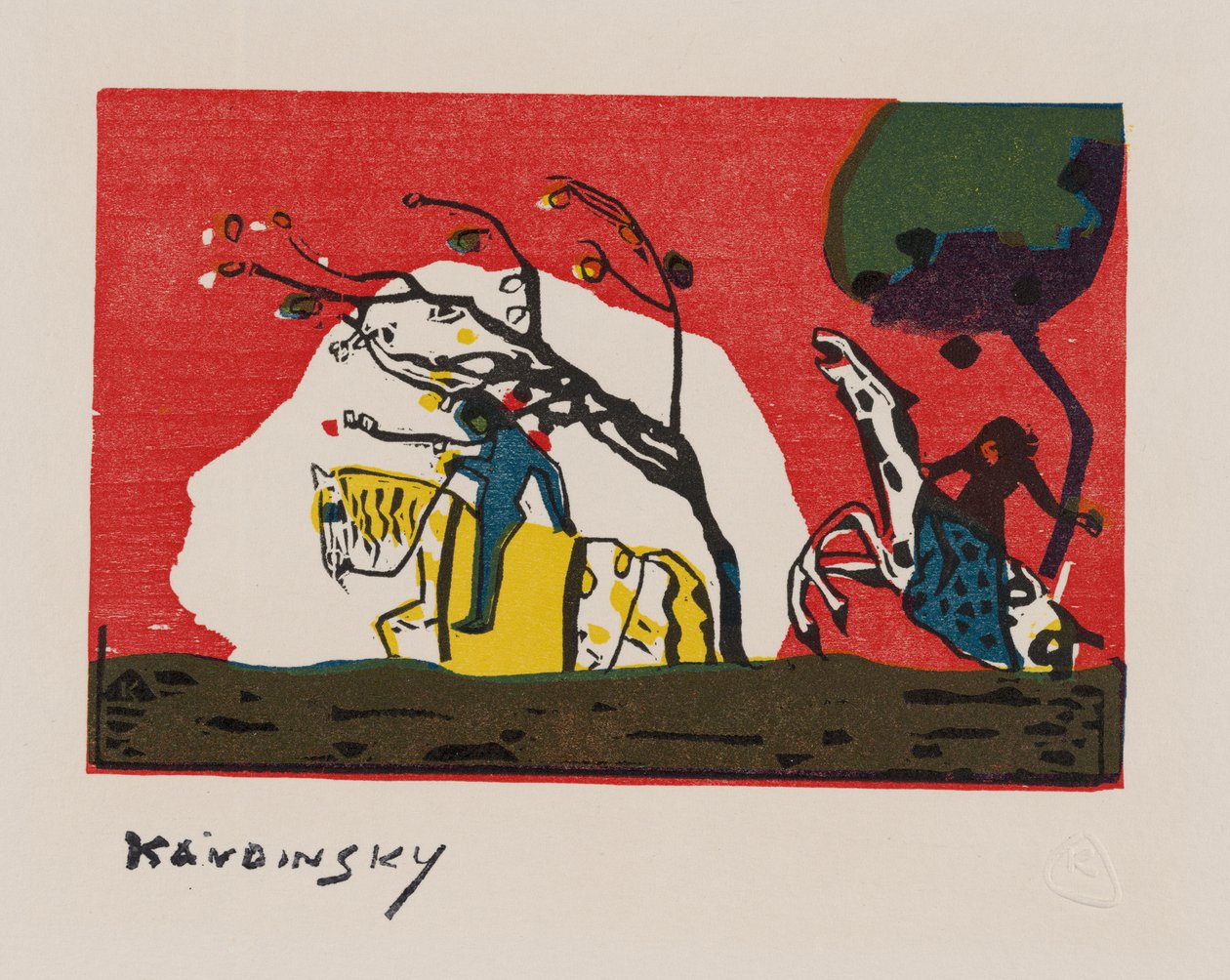 Dois cavaleiros antes do vermelho de Wassily Kandinsky