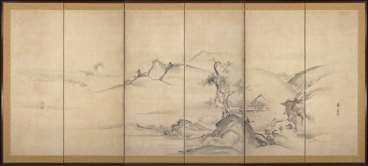 Oito vistas dos rios Xiao e Xiang, década de 1700. de Watanabe Shiko