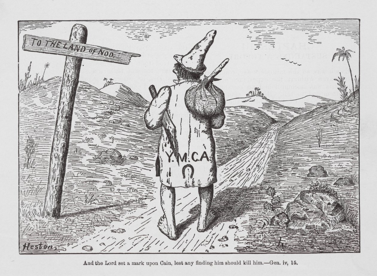 Uma das histórias do Antigo Testamento de Watson Heston ilustrada de forma cómica (litografia) de Watson Heston