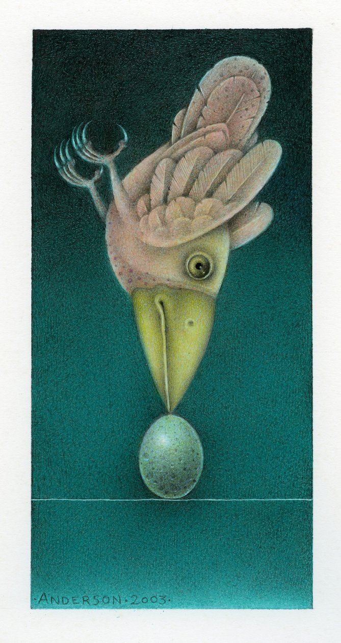 Balancing Bird, 2003 (técnica mista sobre cartão) de Wayne Anderson