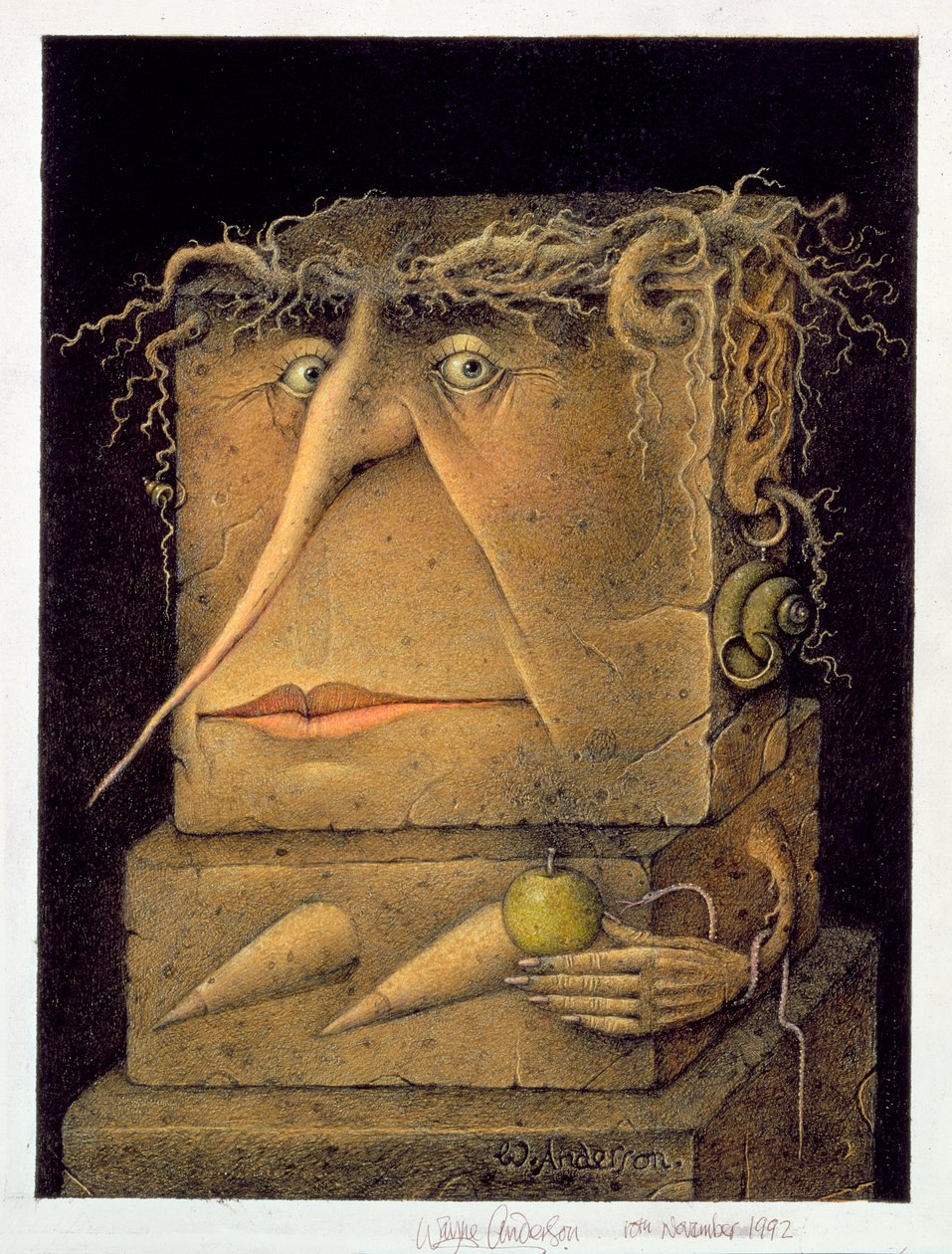 Eva (lápis e lápis de cor sobre papel) (par de 155035) de Wayne Anderson