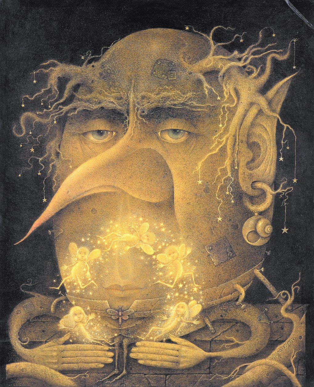 Fada Malabarista (lápis e lápis de cor sobre papel) de Wayne Anderson