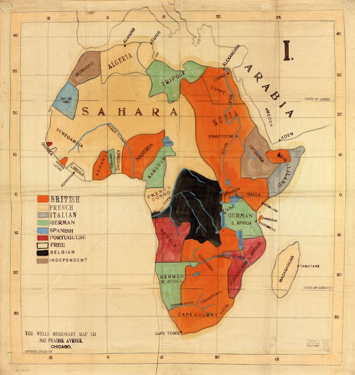 África]. de Wells Missionary Map Co.