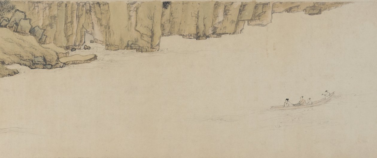Passeios de barco sob o penhasco vermelho, dinastia Ming, 1552 (tinta e cor no papel) de Wen Zhengming