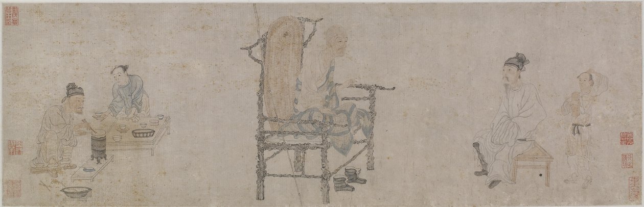Xiao Yi Obtendo o Lanting Manuscript por Trickery (tinta e cor no papel) de Wen Zhengming