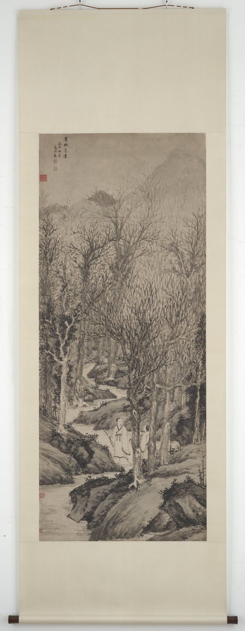 Académicos de alto nível numa floresta invernal (S1989.7) de Wen Zhengming