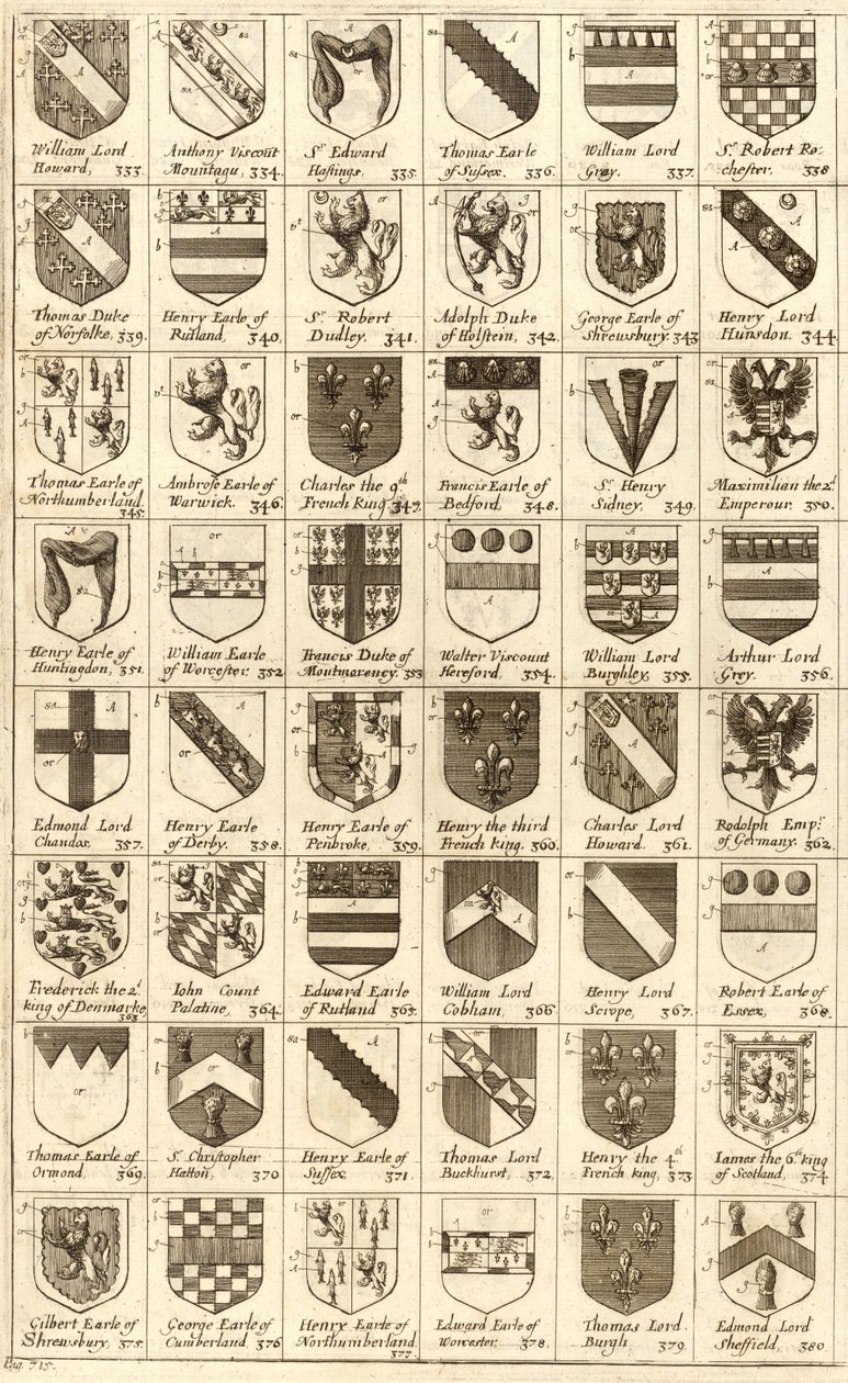 Braços de cavaleiros da Jarreteira de Wenceslaus Hollar