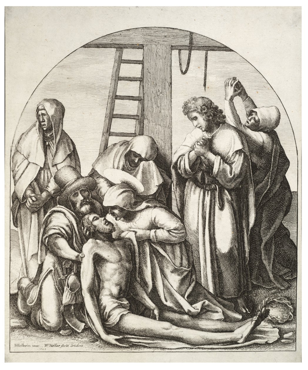 Descida da cruz, depois de Holbein de Wenceslaus Hollar