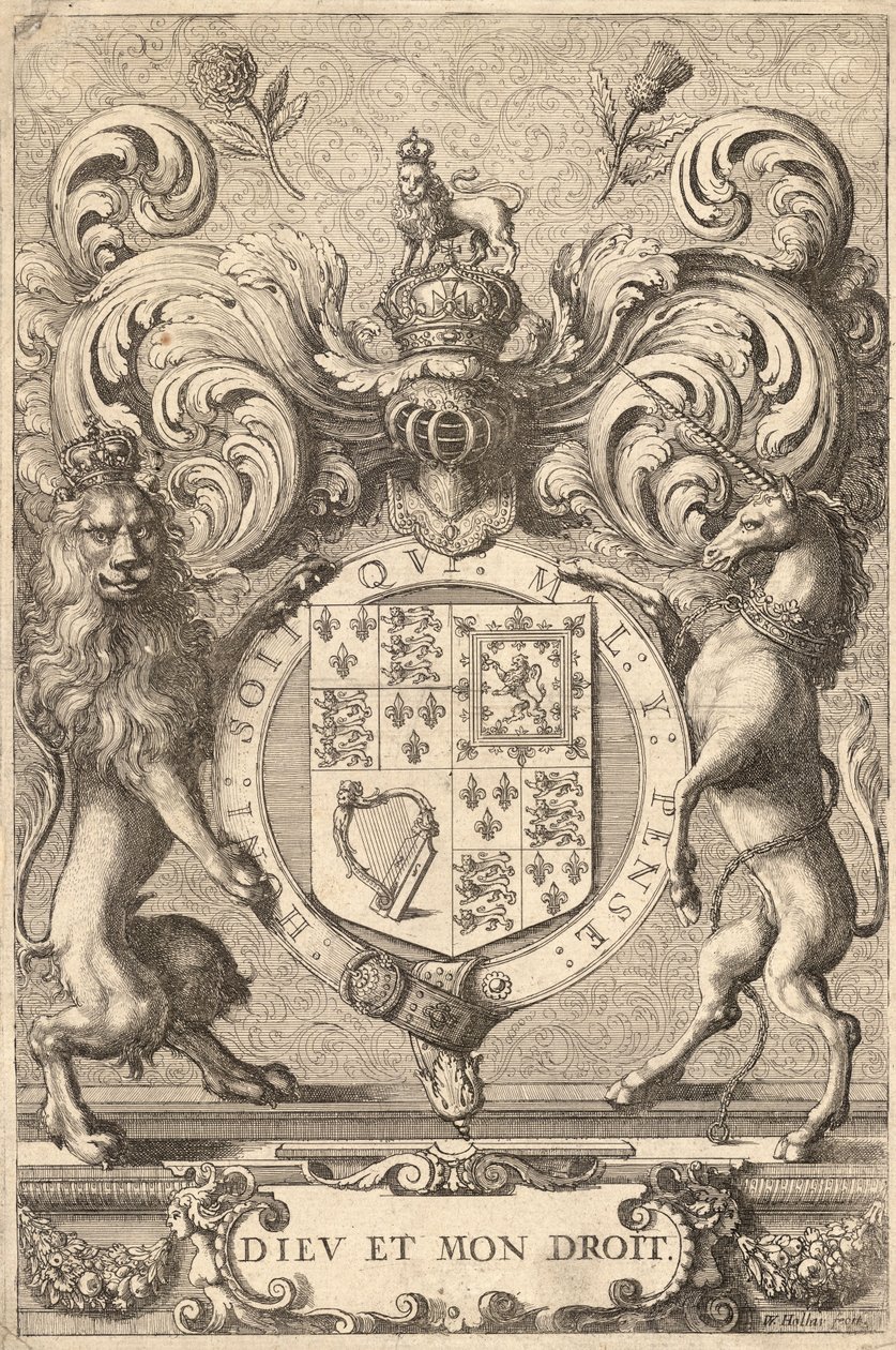 Braços reais ingleses (1660 - 1689). Estado 2 de Wenceslaus Hollar