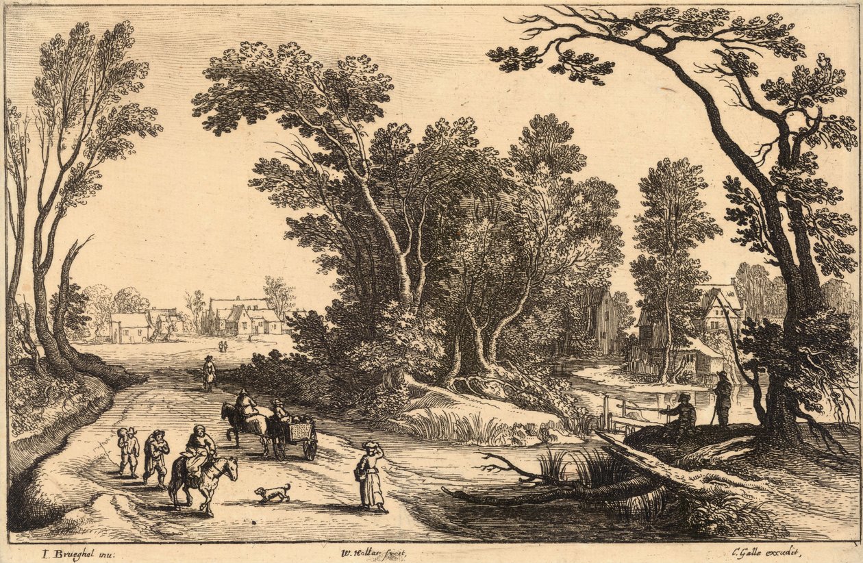 Indo para o mercado (Brueghel). Estado 2 de Wenceslaus Hollar