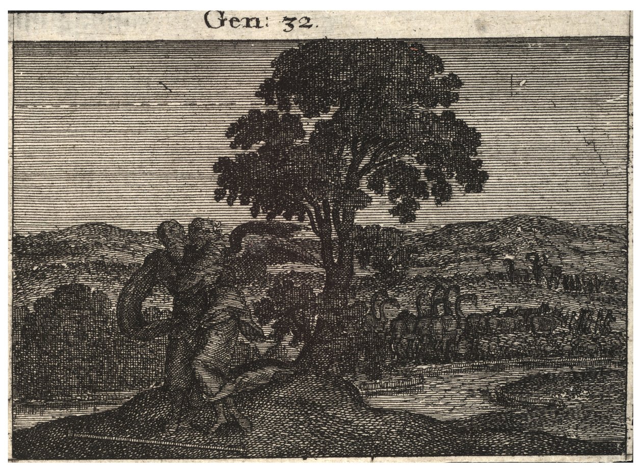 Jacob luta com o anjo. Estado 1 de Wenceslaus Hollar