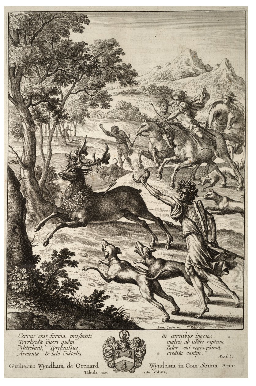 Julus caçando o cervo de Tyrrheus. Estado 2 de Wenceslaus Hollar
