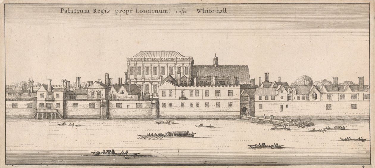 Palácio real em Londres, comumente Whitehall de Wenceslaus Hollar