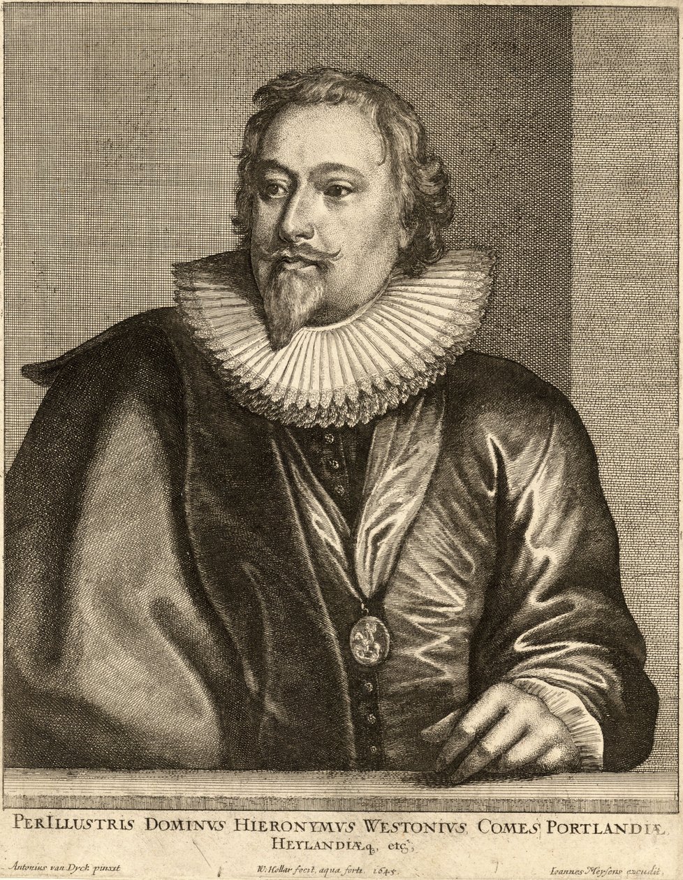 Richard Weston, conde de Portland. Estado 1 de Wenceslaus Hollar