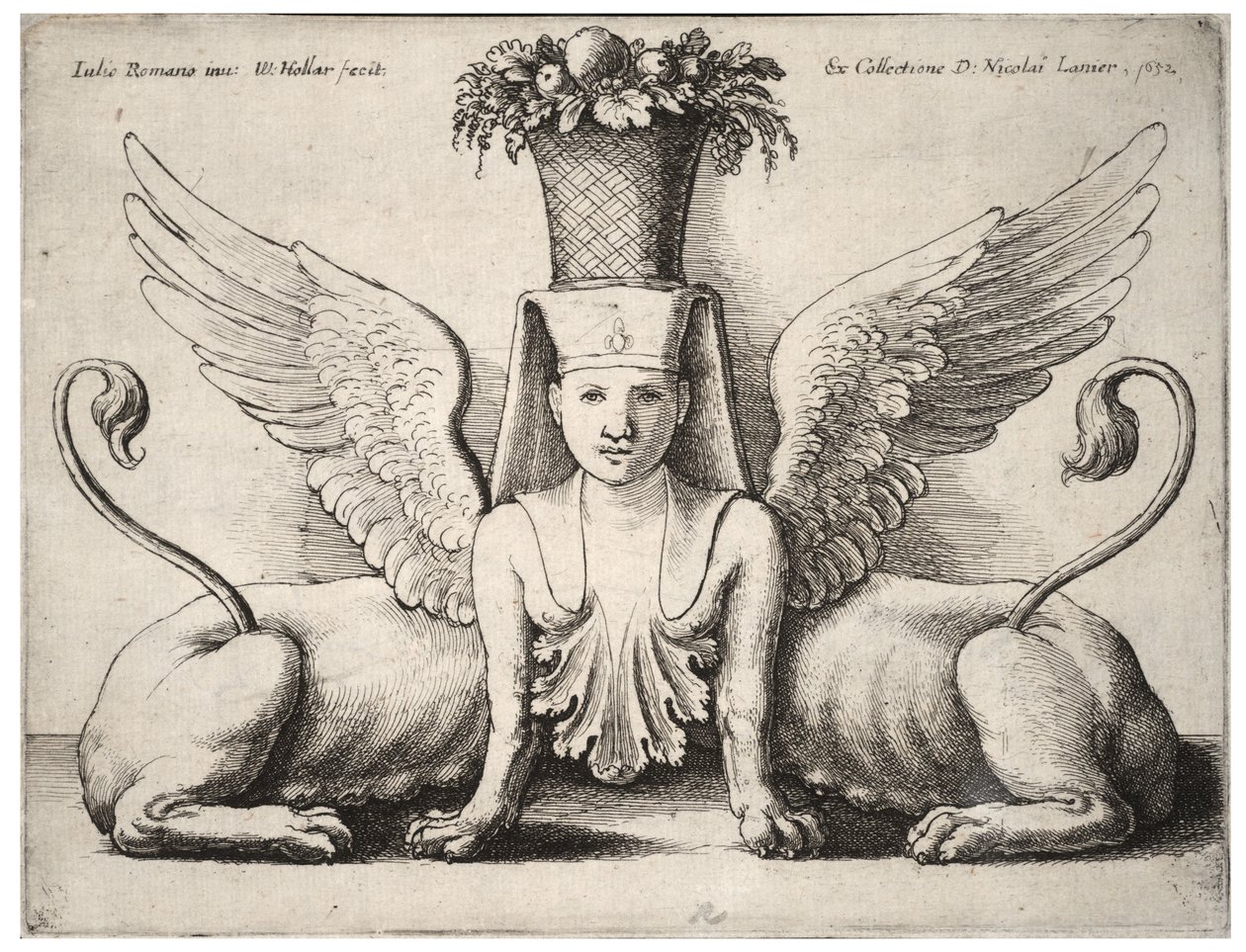 Esfinge com dois corpos, depois de Giulio Romano de Wenceslaus Hollar