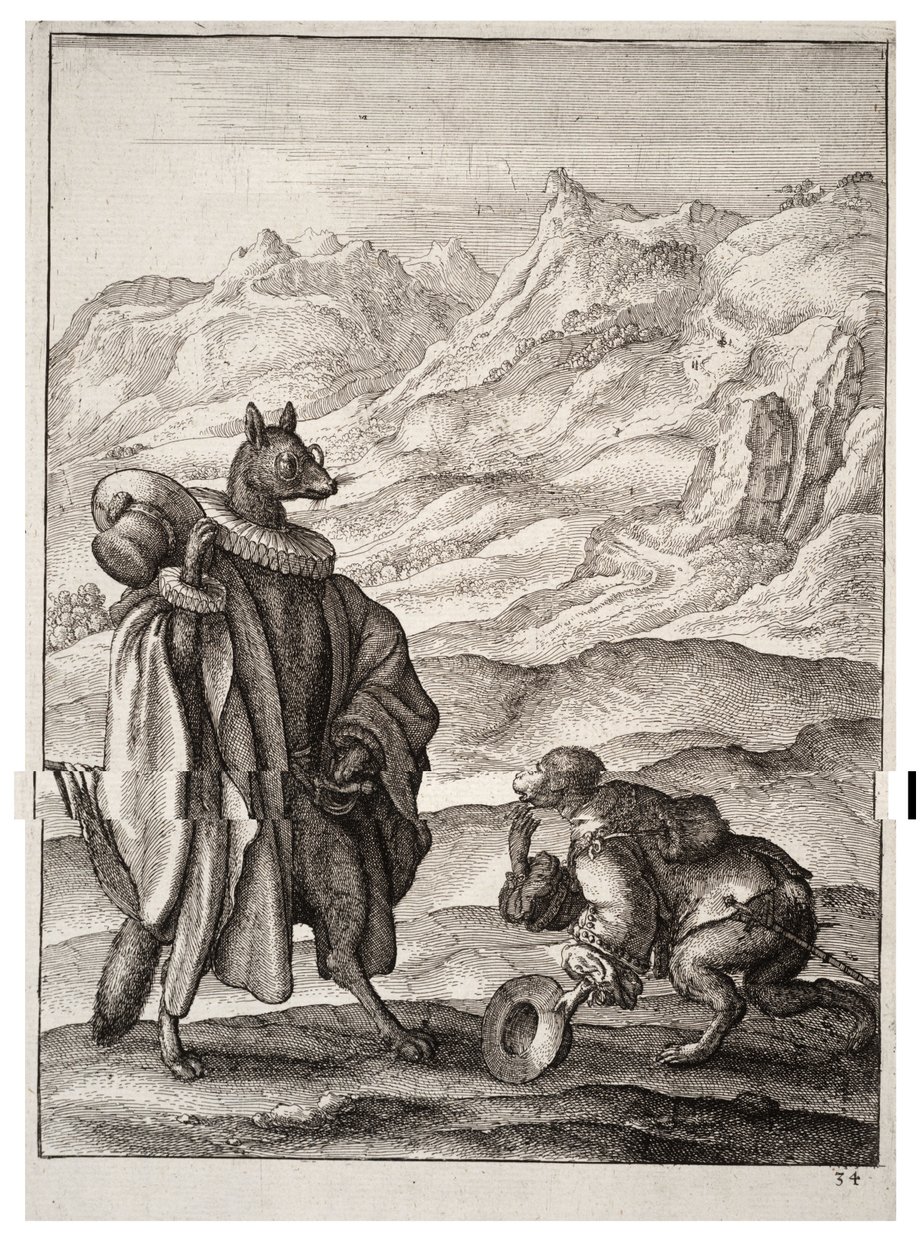 O macaco francês e a raposa espanhola de Wenceslaus Hollar